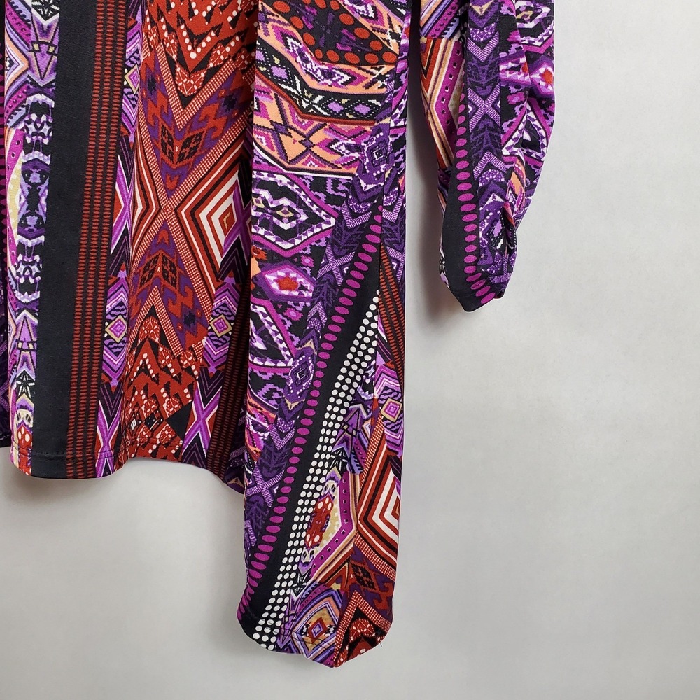 NY Collection Women Geo Print‎ Tunic Top Blouse Shirt Long Sleeve Size L - Picture 8 of 10